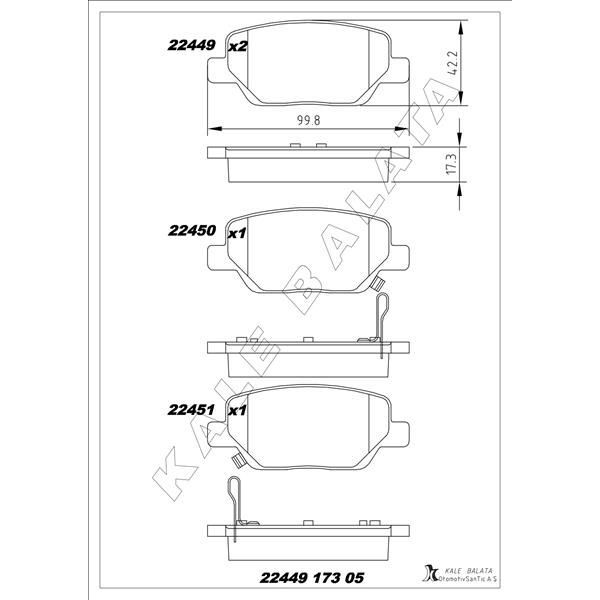 KALE BALATA ARKA BALATA FIAT EGEA 16> 1.3D MTJ 1.4 1.6E-TORQ 1.6D MTJ (77367717)