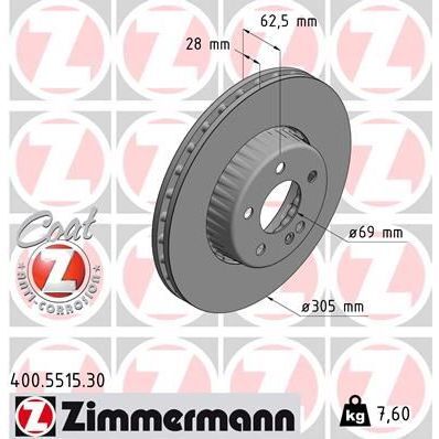 ZIMMERMANN FREN DISKI ON MERCEDES W205 S205 C205 A205 W213 S213 C238 (A0004212512)