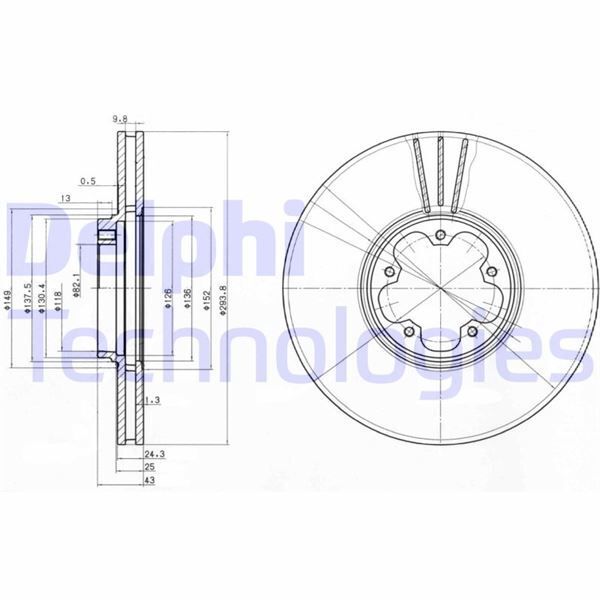 DELPHI ÖN FREN AYNASI TRANSİT V184 00 ARKADAN ÇEKİŞLİ 294X24.3X5DLXHAVALI (2C161125AA)