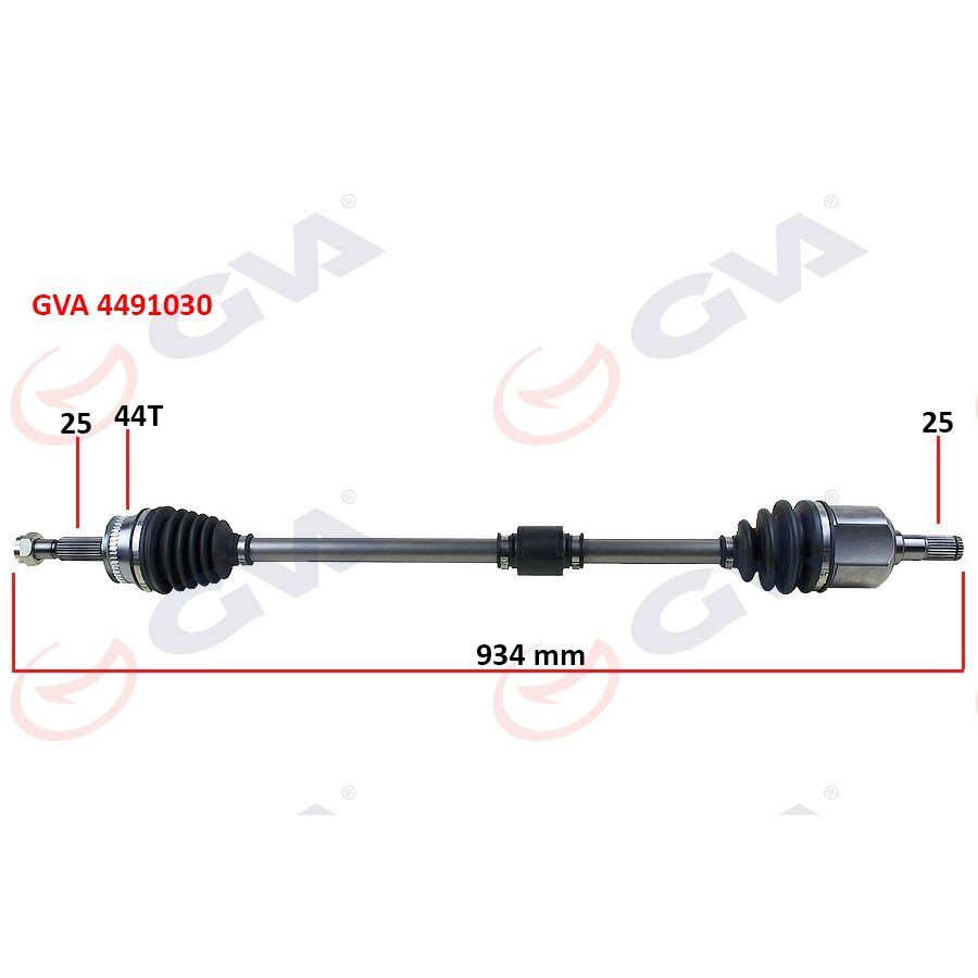 GVA KOMPLE AKS SAĞ HYUNDAI ELANTRA 1.6L G4ED BENZINLI 16V OTOMATIK VITES 01-06 ABS LI 25X25 - ABS 44 DIŞ KOMPLE BOY 934MM (495002D112)