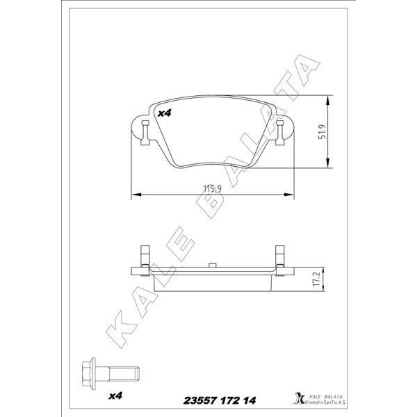 KALE BALATA ARKA BALATA FIRST MONDEO 1.8-2.0-2.5 00-07 JAGUAR XTYPE 2.0-2.5-3.0 01-09 (1S712M008AD)