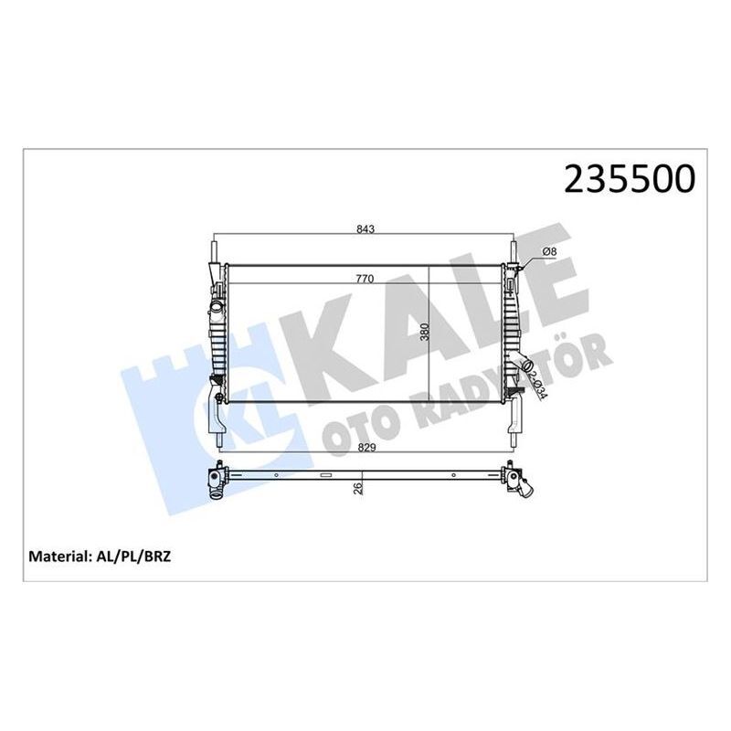 KALE RADYATOR MOTOR SU RADYATORU TRANSIT V347 2.2TDCI 2.4TDCI 3.2TDCI 06 KLIMALI (1373156)
