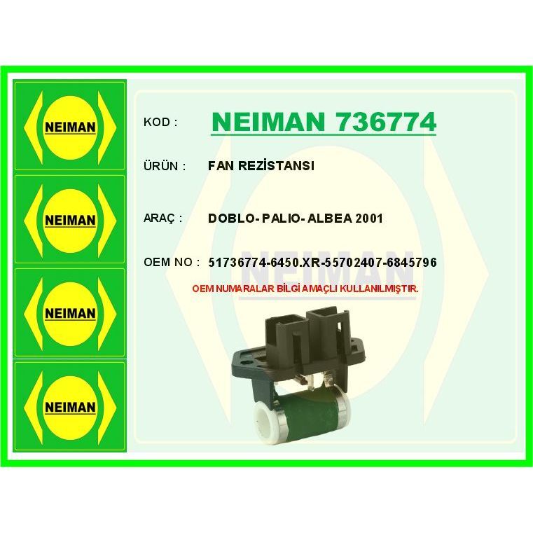 BESCHER FAN REZİSTANSI DOBLO- PALIO- ALBEA 2001- (46533716)