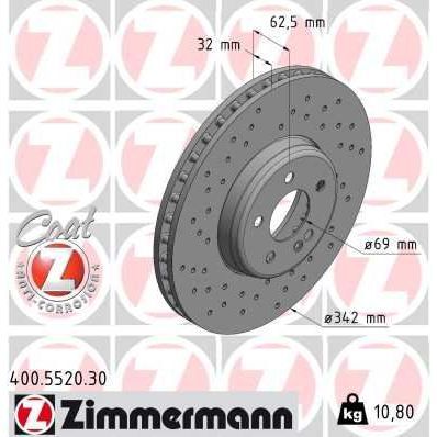 ZIMMERMANN FREN DISKI ON MERCEDES W205 S205 C205 A205 W213 S213 C238 (A0004212212)