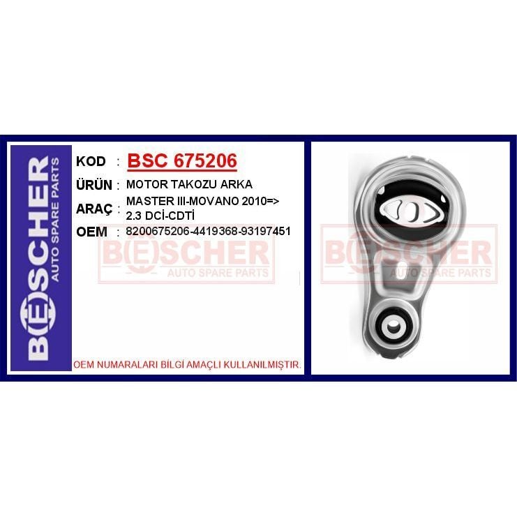 BESCHER MOTOR TAKOZU ARKA MASTER III-MOVANO 2010 > 2.3 DCİ-CDTİ (4419368)