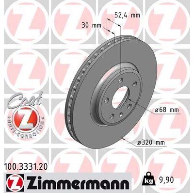 ZIMMERMANN ÖN FREN AYNASI HAVALI A4-A4 AVANT 1.8 TFSI/2.0 TFSI/2.0 TDI/2.7 TDI/3.0 TDI/3.2 FSI QUATTRO/S4 QUATT 986479468-DF6015S (8K0615301A)