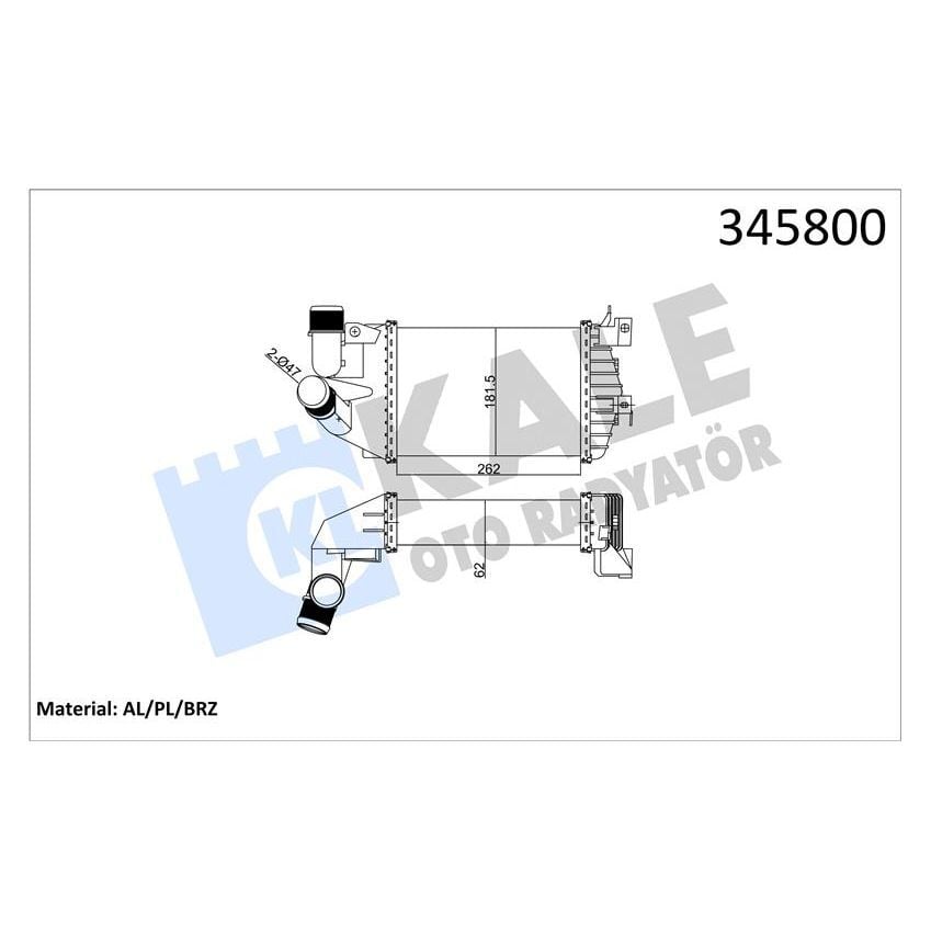 KALE RADYATOR TURBO RADYATÖRÜ INTERCOOLER ASTRA H-ZAFIRA AL/PL/BRZ 262X181.5X62 (13213402)