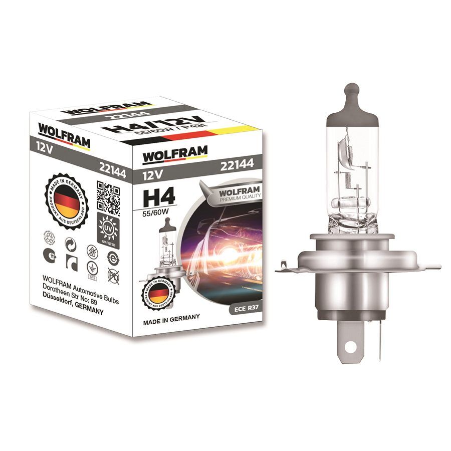 WOLFRAM AMPUL 12V H4 60/55 P43T STANDART IŞIK TIRNAKLI P43T 64193