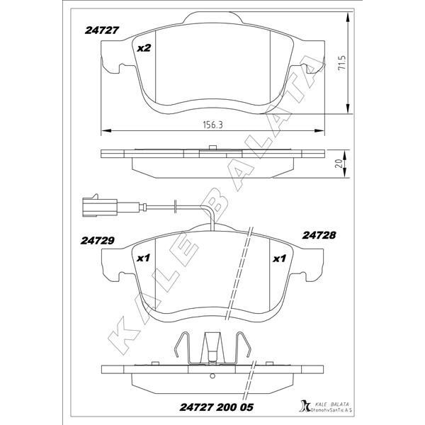 KALE BALATA ÖN BALATA DOBLO 1.4 1.3D 1.6D 2.0D 10 > COMBO 1.4 12 >1.3CDTİ 12 >1.6CDTİ 12 > 2.0CDTİ 12 > (1605164)