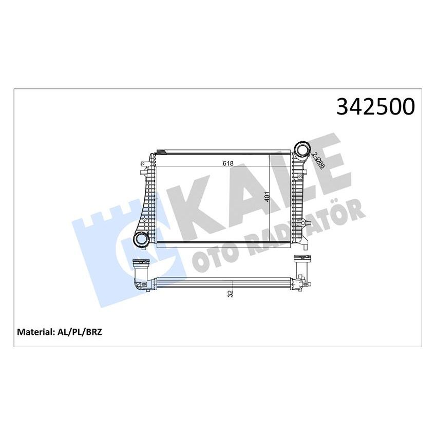 KALE RADYATOR X TURBO RADYATÖRÜ INTERCOOLER A3-CADDY III-GOLF-JETTA-OCTAVIA-SUPERB-TOLEDO 615X406.6X32 AL-PL- (1K0145803G)