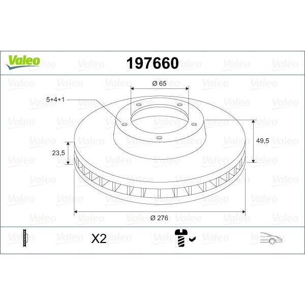 VALEO ÖN FREN AYNASI GOLF 7 12- LEON A3 13- OCTAVIA 12- 276X23.5X9DL HAVALI (5Q0615301A)
