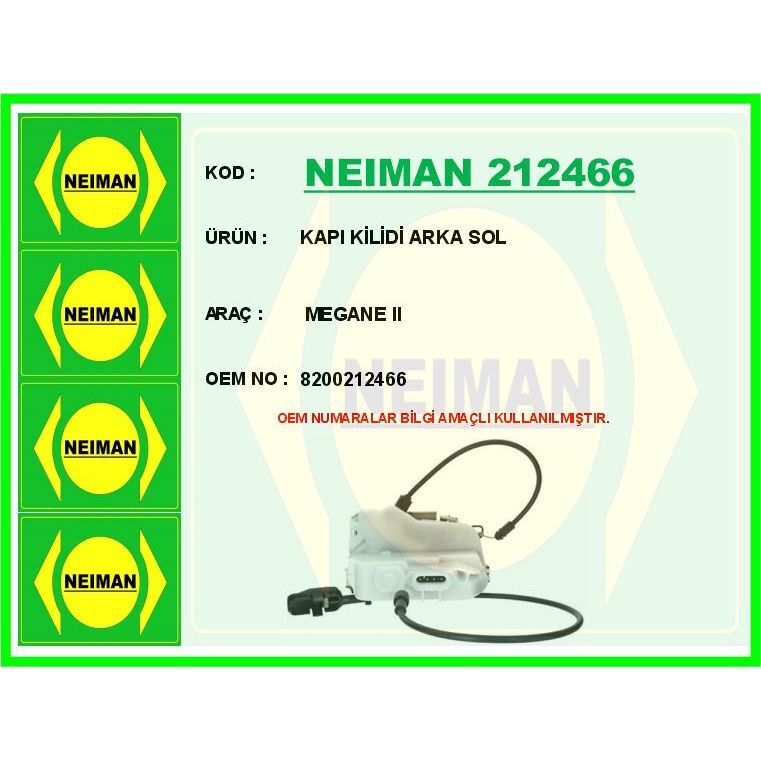 BESCHER KAPI KİLİDİ ARKA SOL MEGANE II (8200212466)