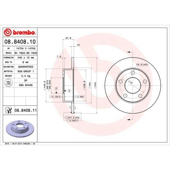 BREMBO ARKA FREN DİSKİ. A4 PASSAT QUATRO (8D0615601A)
