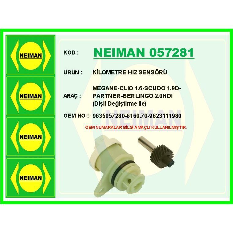 BESCHER KİLOMETRE HIZ SENSÖRÜ MEGANE-CLIO 1.6-SCUDO 1.9D-PARTNER-BERLINGO 2.0HDI DIŞLI DEĞIŞTIRME ILE (6160.70)