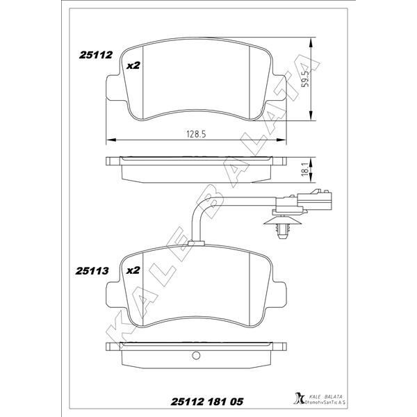 KALE BALATA ARKA BALATA MASTER III 10>MOVANO 10> 2.3 DCİ CDTİ TEK TEKER 440601186R-440604591R (440600264R)