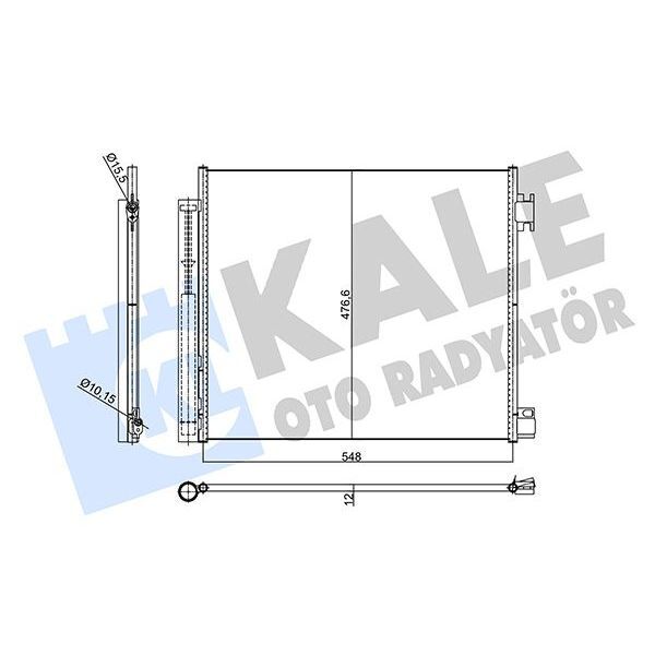 KALE RADYATOR KONDENSER KADJAR-KOLEOS-ESPACE 15 QASHQAI-X-TRAIL 13 1.2 1.5/1.6DCI 12V KURUTUCULU 12MM AL/BRZ 536X476.6X12 921009251R-9211000Q0A (921004BE0A)
