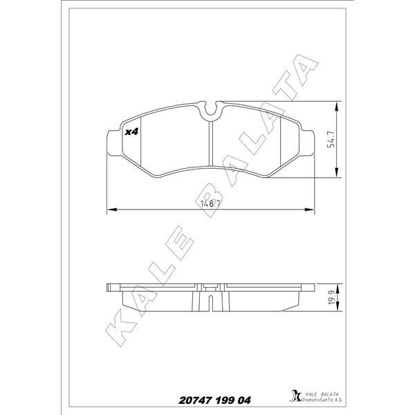 KALE BALATA FREN BALATASI ARKA MERCEDES SPRINTER B907 B910 18> TEK TEKER (A9104203700)