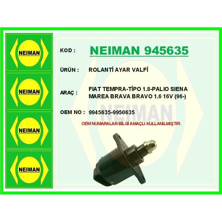 BESCHER ROLANTİ AYAR VALFİ FIAT TEMPRA-TİPO 1.8-PALIO SIENA MAREA BRAVA BRAVO 1.6 16V 96- (9945635)