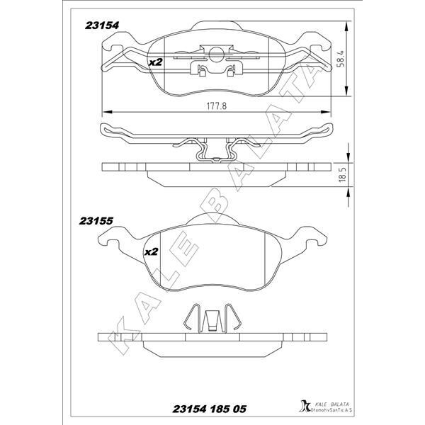 KALE BALATA ÖN FREN BALATA FORD FOCUS 1.4L 1.6L 1.8L 2.0L 98-04 (1075558)