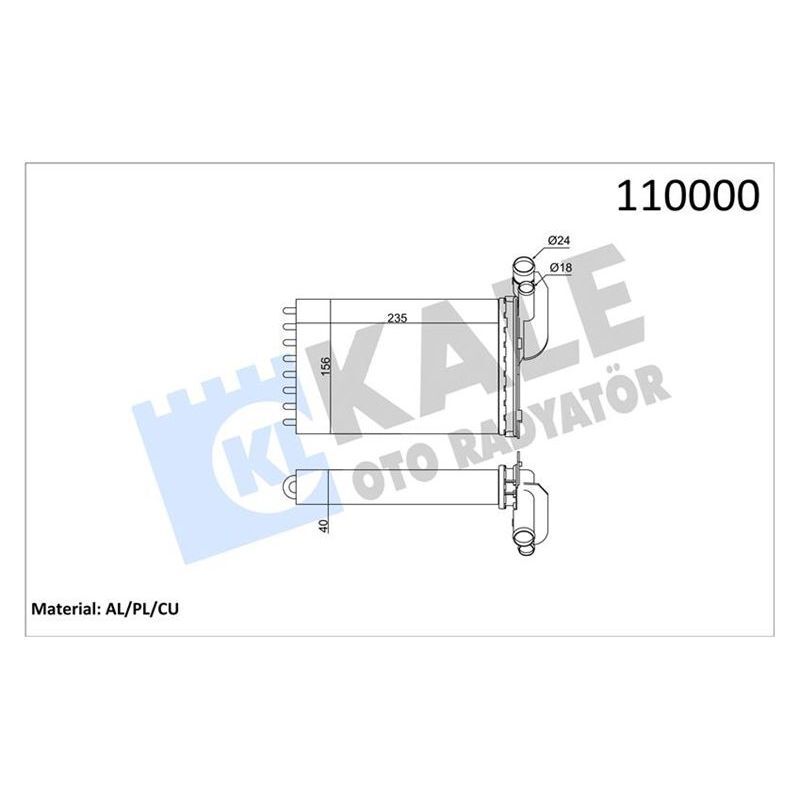 KALE RADYATOR KALORİFER RADYATÖRÜ MGN I-CLIO I-R19 234X157X42 2 SIRA CU PL (7701033457)
