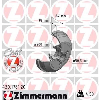 ZIMMERMANN ARKA FREN KAMPANASI CORSA A 83-92 -CORSA B-TIGRA A 93-02 ABS Lİ (418025)