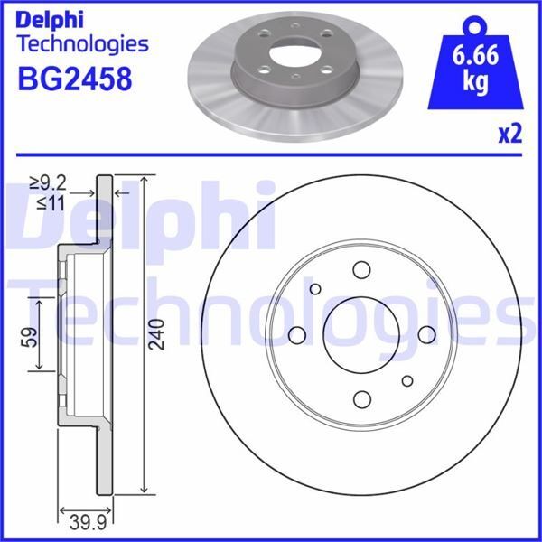 DELPHI ON FREN DISKI FIAT DOBLO 01> ALBEA YM PUNTO 01> BRAVA-BRAVO 06> 1.3MTJ 240X40X 4 DELİK HAVALI (46416712)