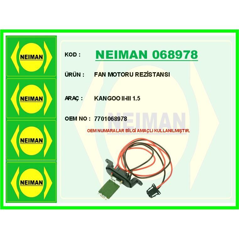 BESCHER FAN MOTORU REZİSTANSI KANGOO II-III 1.5 (7701068978)