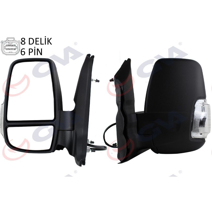 GVA DIŞ DİKİZ AYNASI SOL TRANSIT 14> ELEKTRİKLİ ISITMALI BEYAZ SİNYALLİ DESENLİ KONVEKS 6 FİŞ VM-6329EHL (1911145)