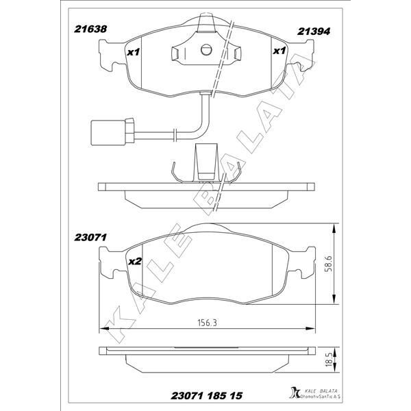 KALE BALATA FREN BALATASI ÖN FORD MONDEO 93> KABLOSUZ (93BB2K021BC)