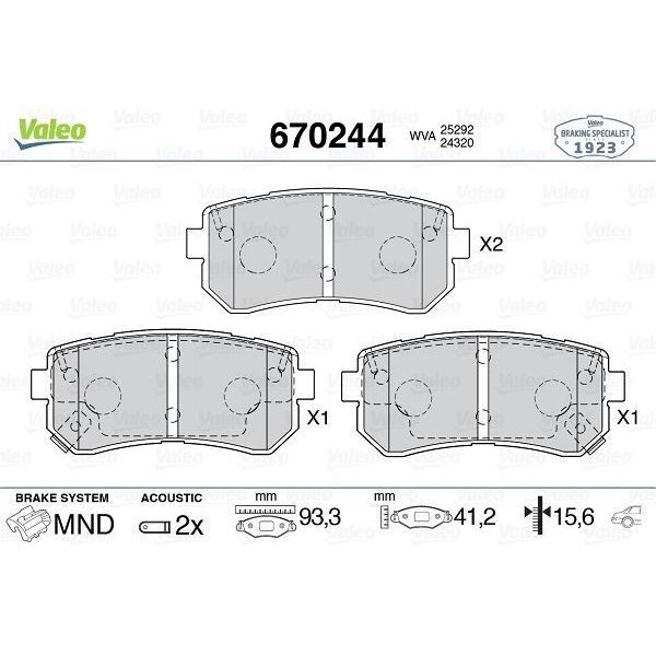 VALEO ARKA BALATA HYUNDAI İX35 1.6-2.0-2.0 4WD 10 KIA CERATO II 2.0-1.6 CVVT-2.0 GDI 10 (58302D7A00)