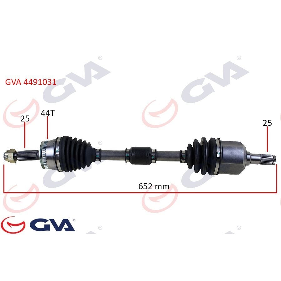 GVA KOMPLE AKS SOL HYUNDAI ELANTRA 1.6L G4ED BENZINLI 16V OTOMATIK VITES 01-06 ABS LI 25X25 - ABS 44 DIŞ KOMPLE BOY 654MM (495012D112)
