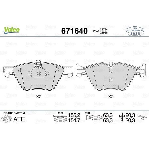 VALEO FREN BALATASI ON BMW E60 E61 E90 E91 E92 E93 E84 E89 (34116763617)