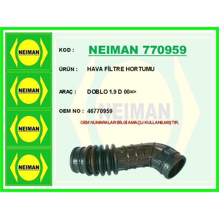 BESCHER HAVA FİLTRE HORTUMU DOBLO 1.9 D 00 > (46770959)