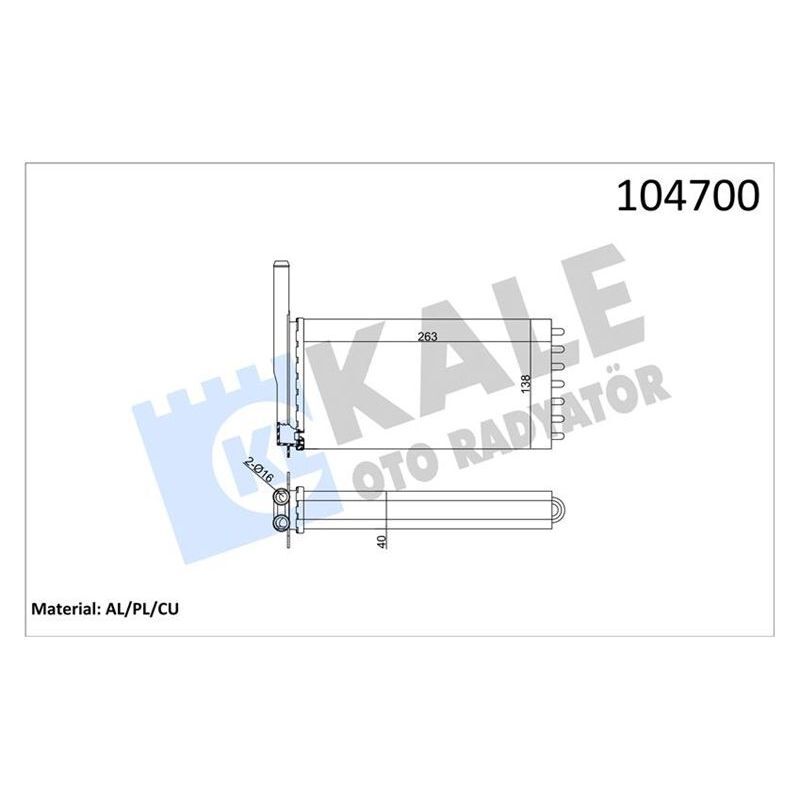 KALE RADYATOR KALORİFER RADYATORU 2 SIRA AL CU ESCORT CL/CLX BAKIR BORULU (96AT18476AA)