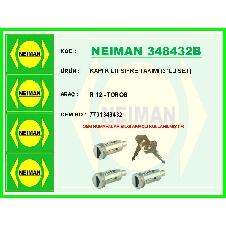 BESCHER KAPI KILIT SIFRE TAKIMI 3 LU SET R 12 - TOROS (7701348432)