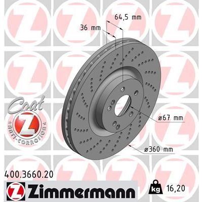 ZIMMERMANN FREN DISKI ON MERCEDES AMG W204 W205 W212 W221 (A0004212012)