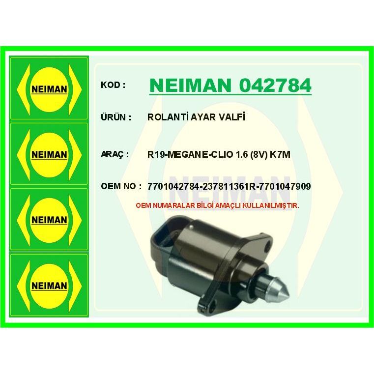 BESCHER ROLANTİ AYAR VALFİ R19-MEGANE-CLIO 1.6 8V K7M (237811361R)