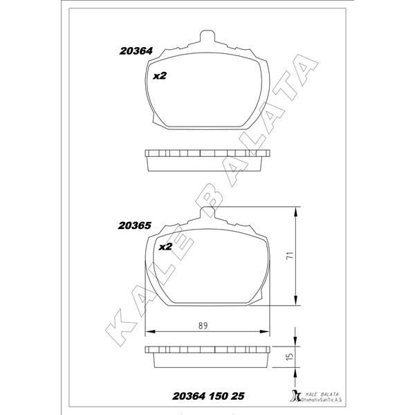 KALE BALATA ÖN BALATA TRANSIT 2.0 2.5D P100 65-92 (1571569)