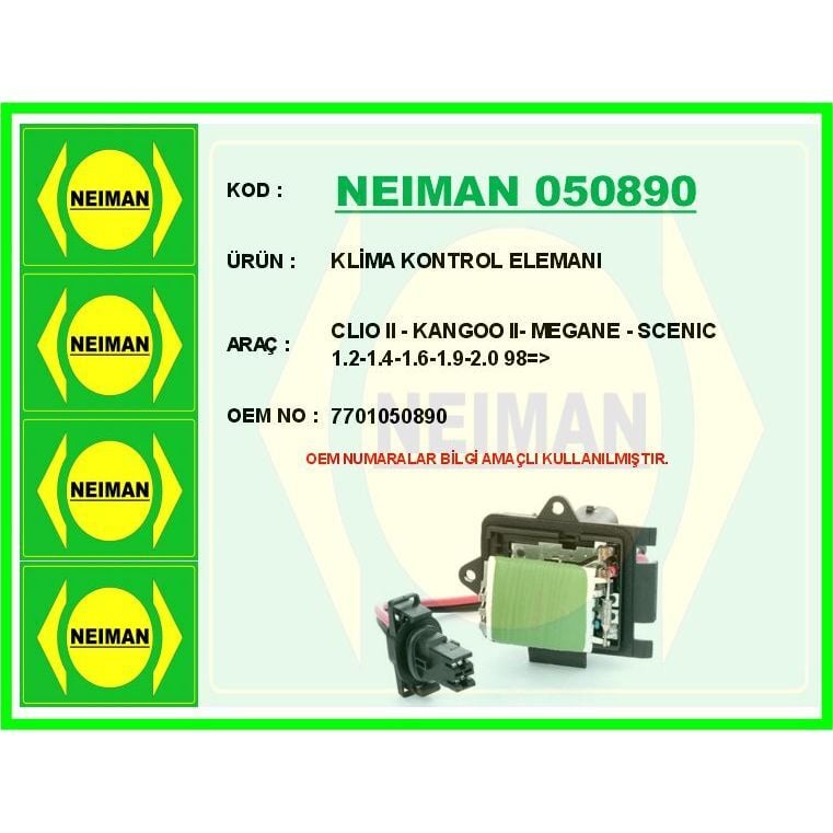 BESCHER KLİMA KONTROL ELEMANI CLIO II - KANGOO II- MEGANE - SCENIC 1.2-1.4-1.6-1.9-2.0 98 > (7701050890)