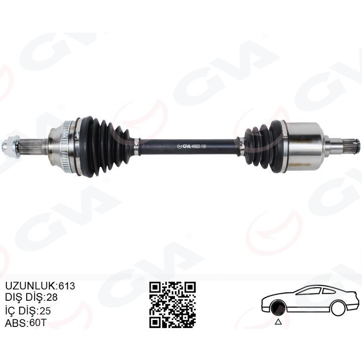 GVA KOMPLE AKS ÖN SAĞ/SOL FREELANDER I L314 1.8 16V 98>06 613MM (TDB000360)