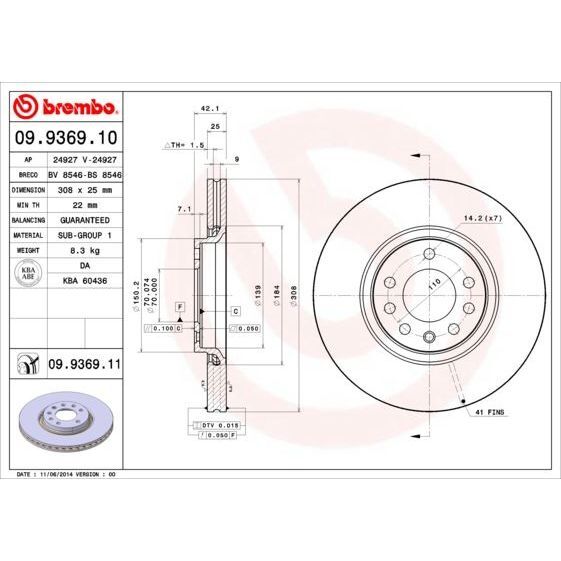 BREMBO ÖN FREN AYNASI ASTRA H-ZAFIRA B-MERIVA A-B-CORSA D-E-ADAM-ASTRA G-VECTRA B 308X25X5DLXHAVALI 16 İNÇ (569061)
