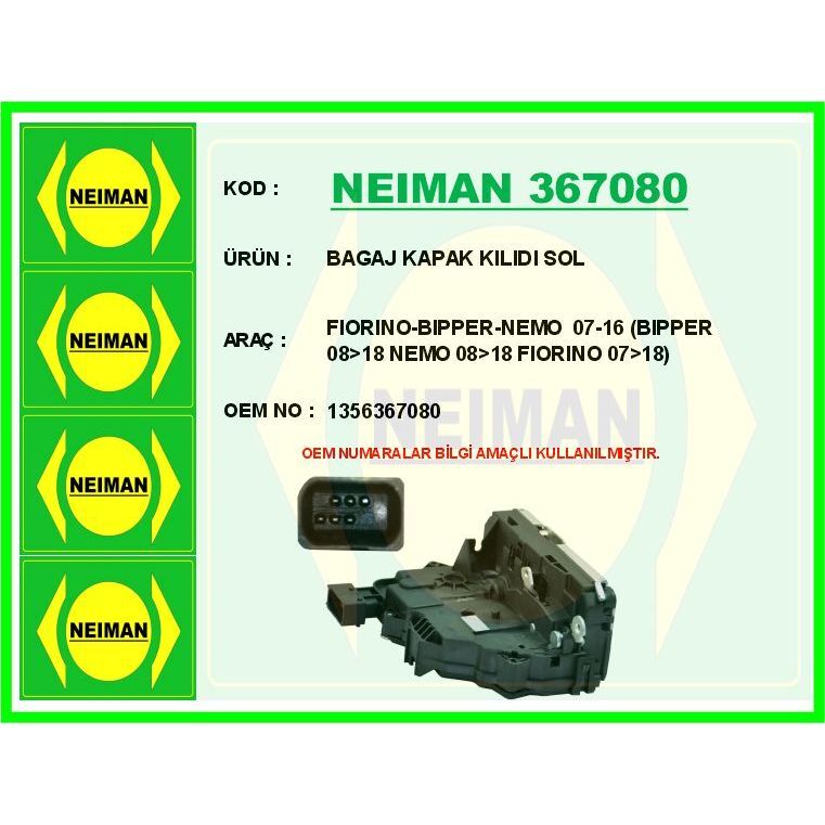 BESCHER BAGAJ KAPAK KILIDI SOL FIORINO-BIPPER-NEMO 07-16 BIPPER 08>18 NEMO 08>18 FIORINO 07>18 (1356367080)