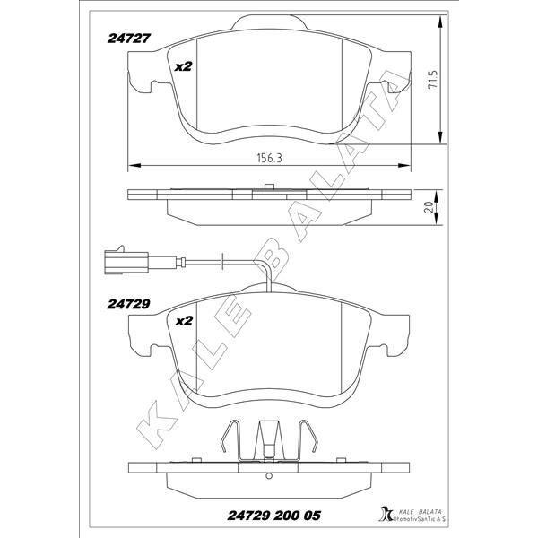 KALE BALATA ÖN BALATA FIAT DOBLO III 10> OPEL COMBO 12> 1.3D MTJ 1.4 1.6D MTJ 2.0D MTJ ÇİFT FİŞLİ TEK FİŞLİ (77364929)