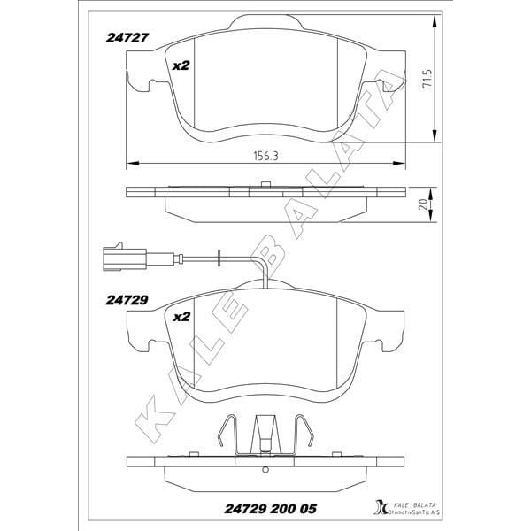 KALE BALATA ÖN BALATA FIAT DOBLO III 10> OPEL COMBO 12> 1.3D MTJ 1.4 1.6D MTJ 2.0D MTJ ÇİFT FİŞLİ TEK FİŞLİ (77364929)