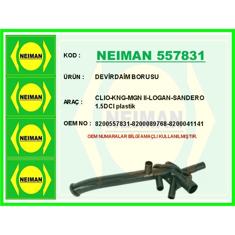 BESCHER DEVİRDAİM BORUSU CLIO-KNG-MGN II-LOGAN-SANDERO 1.5DCI PLASTIK (8200041141)