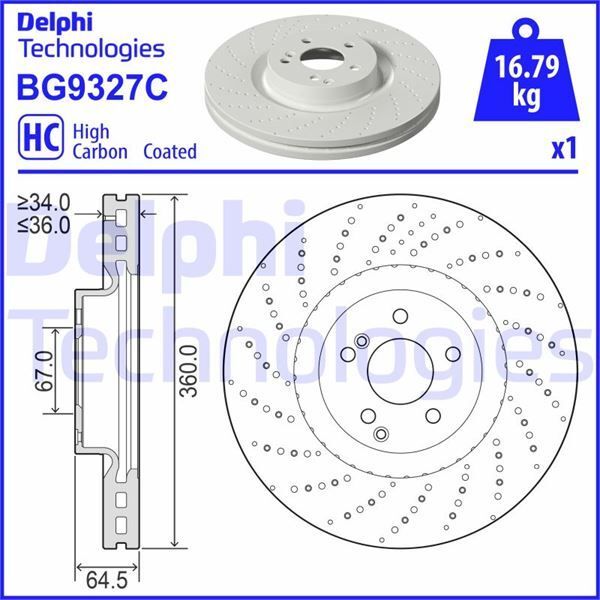 DELPHI FREN DISKI ON MERCEDES AMG W204 W205 W212 W221 (A0004212012)