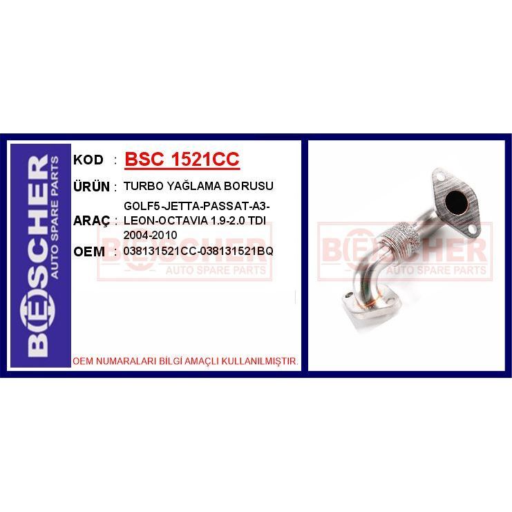BESCHER EGR BORUSU GOLF5-JETTA-PASSAT-A3-LEON-OCTAVIA 1.9-2.0 TDI 2004-2010 (038131521BQ)