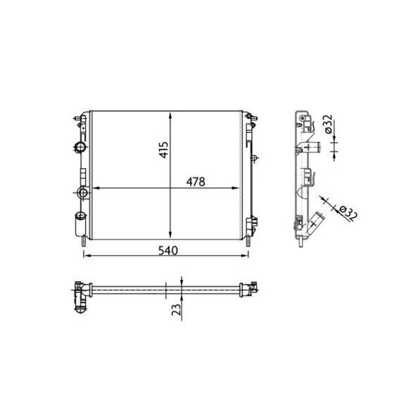 MAHLE RADYATÖR CLIO II-KNG-LOGAN1.5 DCI-1.6 16V-1.9 DTI-K4M AC KLİMASIZ MEK 480X414X28 (7700428082)