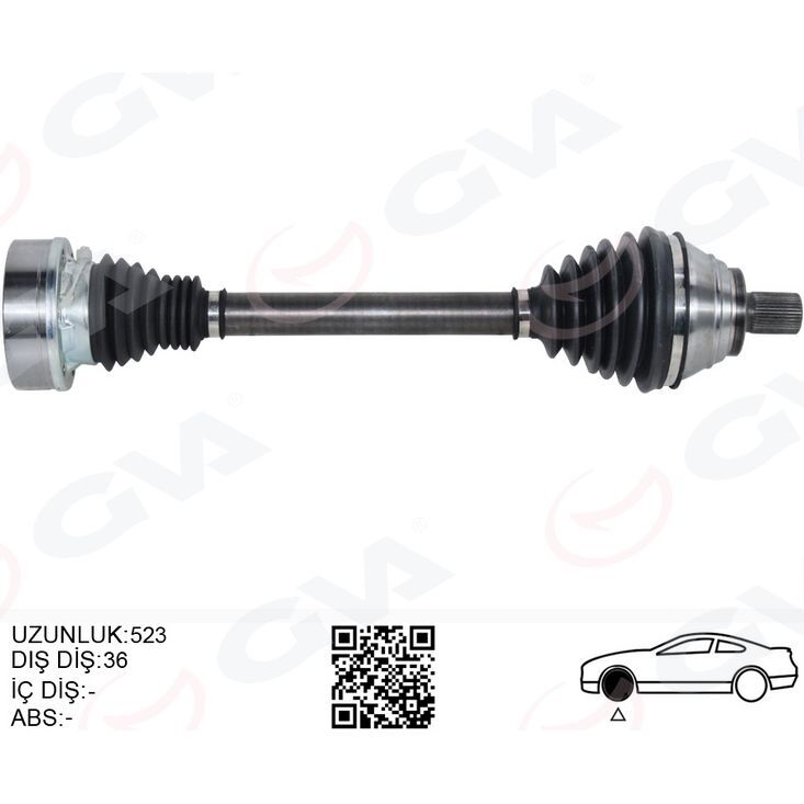 GVA AKS ÖN SOL GOLF PLUS 1.9TDI 05- GOLF V 1.9TDI 03- GOLF VI 2.0TDI 08- TORURAN 1.9TDI 03- (5Q0407271BP)