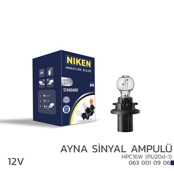 NIKEN NIKEN 12V HPC16W AYNA SİNYAL AMPULÜ PU20D-1 10LU (UNIVERSAL)